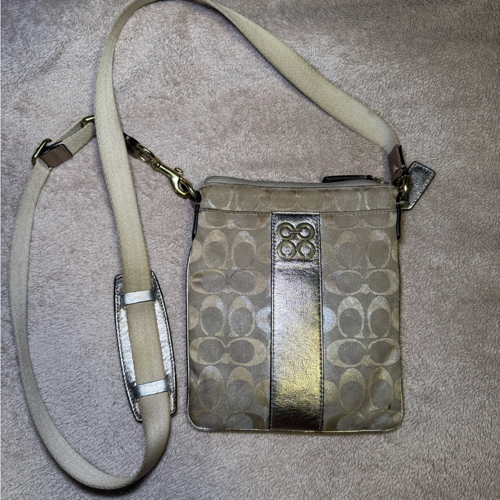 Coach Metallic Beige Crossbody Bag